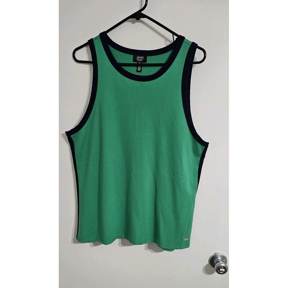 Jones New York Women's Sleeveless Top XL Two Tone Blue Green Career Minimalist